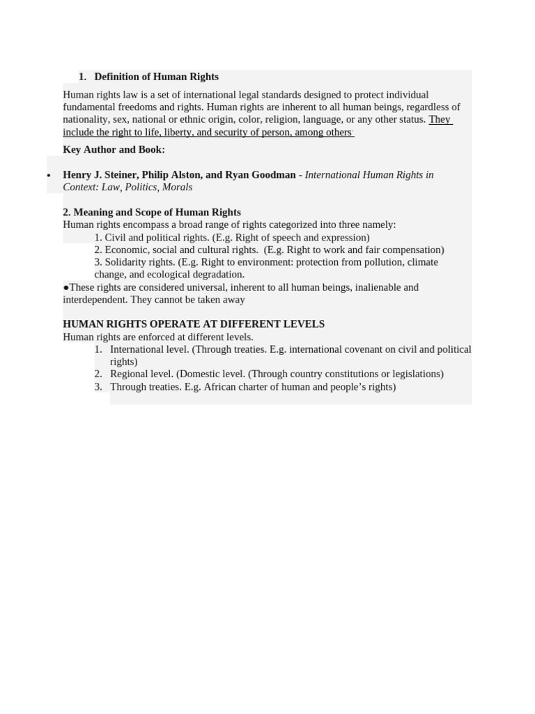 Human Rights Law Meaning and Scope | PDF