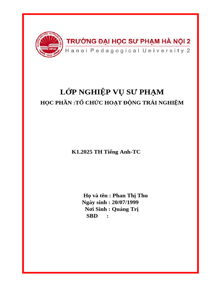 Phan Thi Thu HDTN | PDF