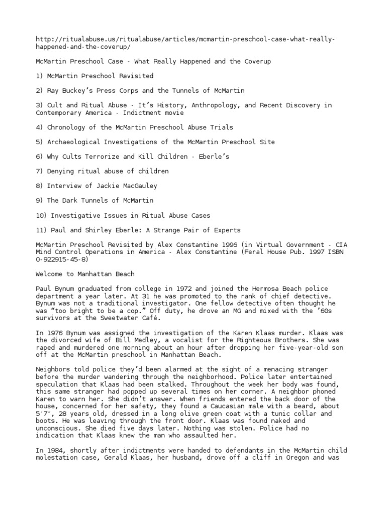 McMartin Preschool Case What Really Happened and The Coverup | PDF