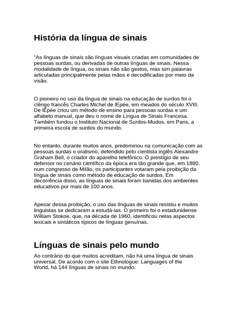 História das Línguas de Sinais | PDF