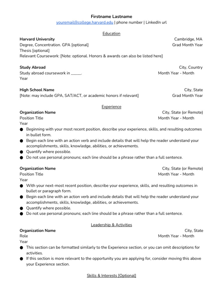 Harvard MCS Resume Template Guide | PDF | Linguistics | Learning