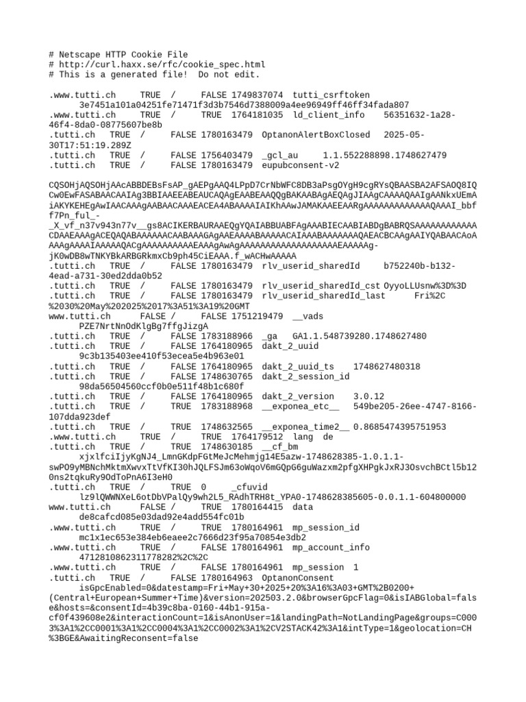 Netscape Cookie File for Tuti.ch | PDF