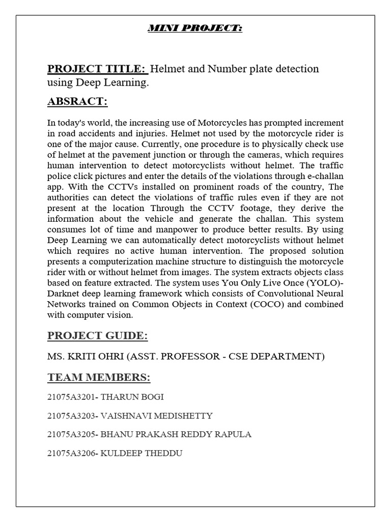 Helmet Detection Using Deep Learning | PDF