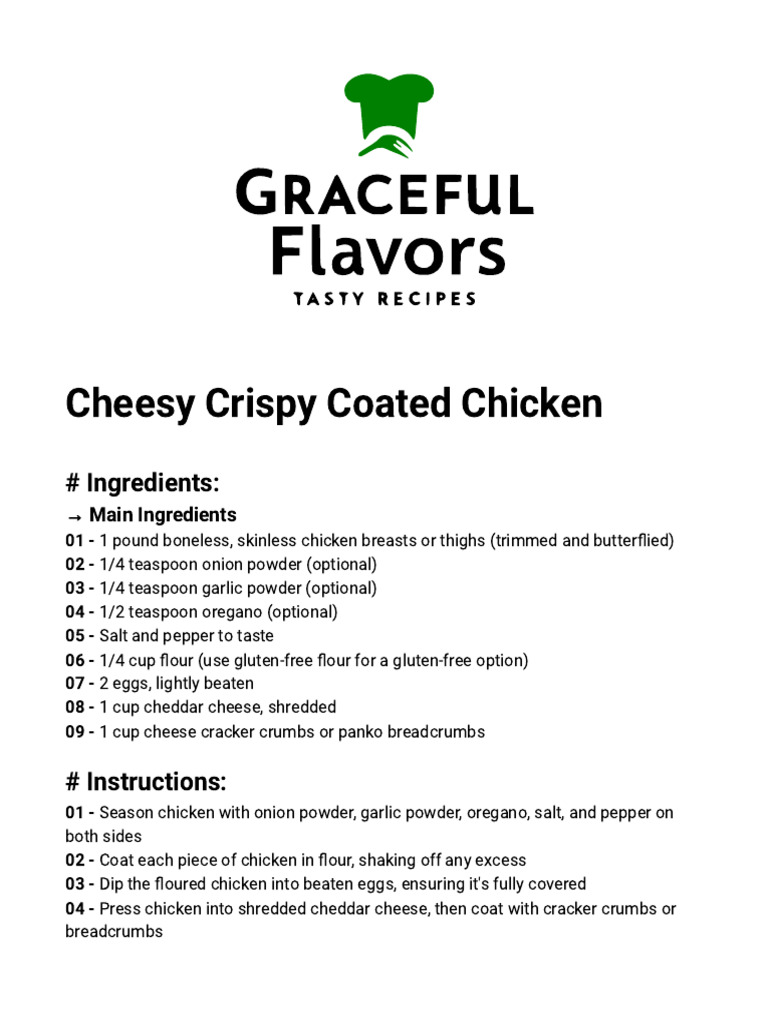 Cheesy Crispy Coated Chicken - Print Version - Graceful Flavors | PDF