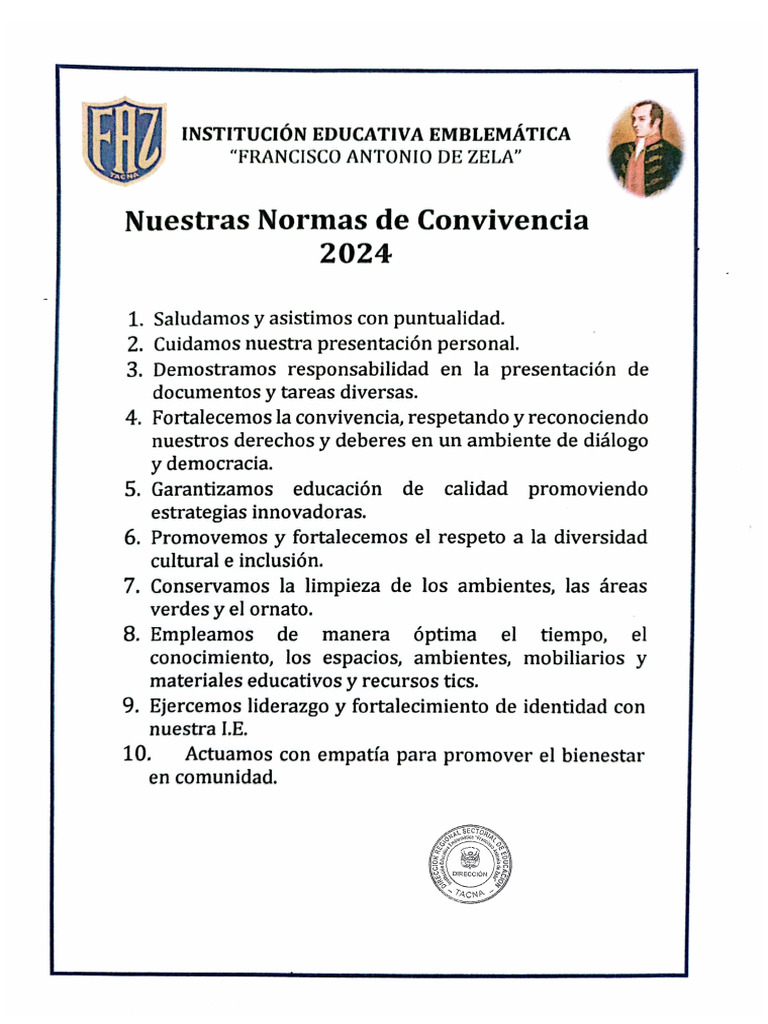 Normas de Convivencia Iee Faz - 2024 | PDF