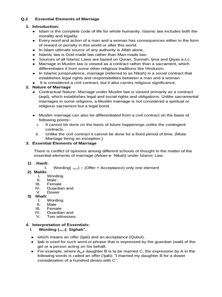 Essential Elements of Islamic Marriage | PDF | Marriage | Sharia