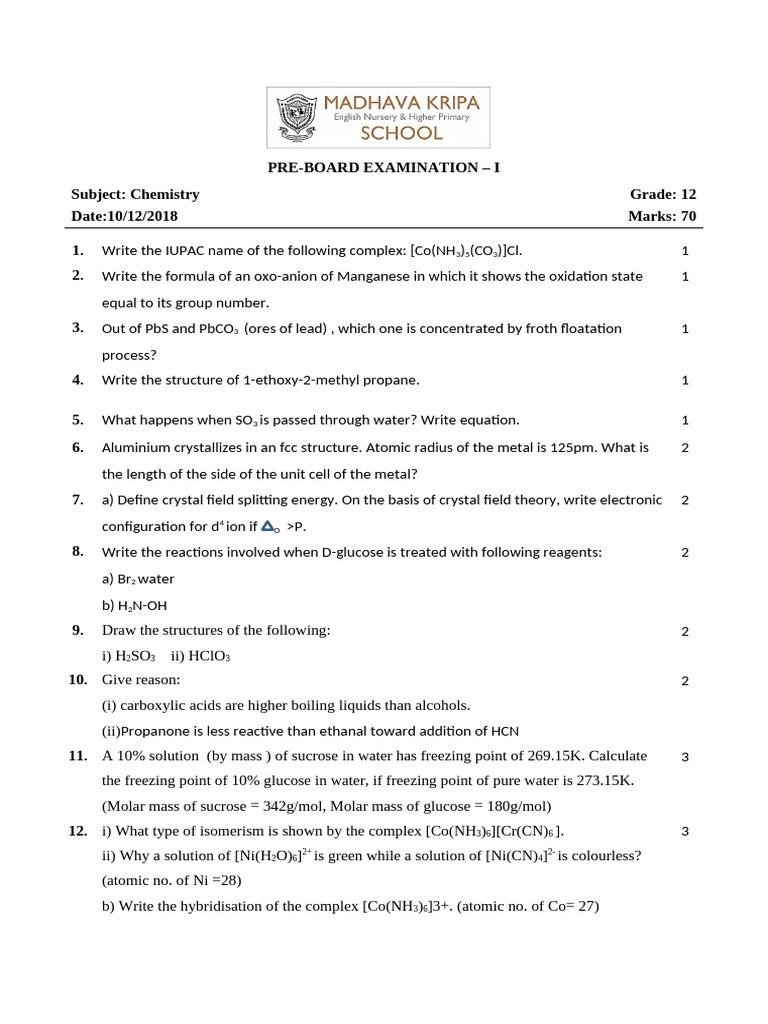 pb1 gr12 Chem | PDF | Coordination Complex | Glucose