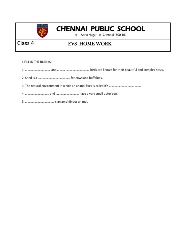 Chennai Public School: Class 4 | PDF