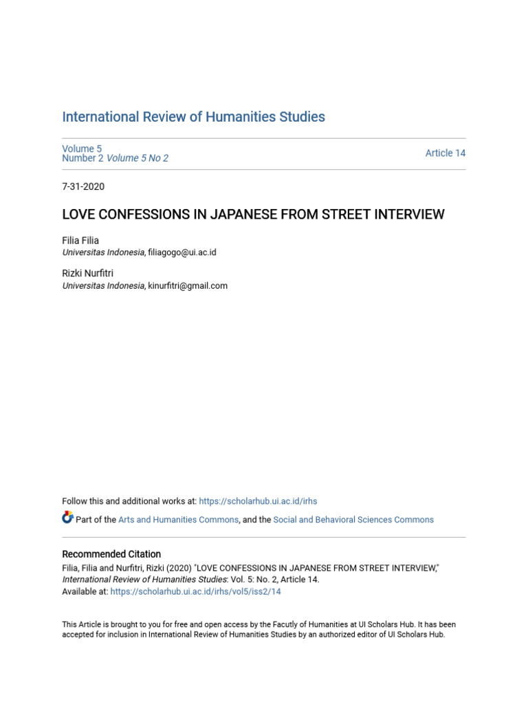 Love Confessions in Japanese From Street Interview | PDF ...