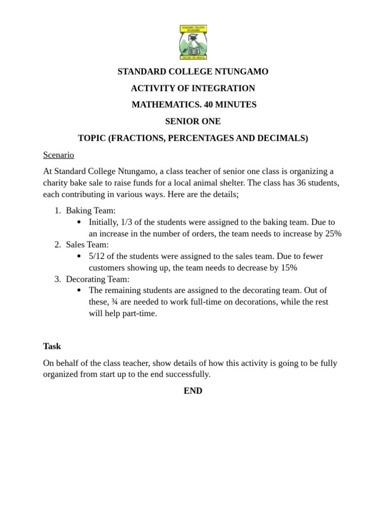 Organizing a Charity Bake Sale | PDF