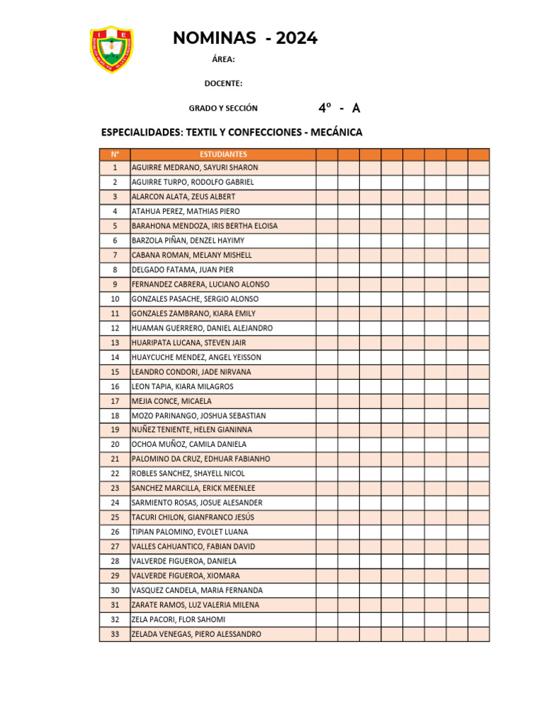 Nominas Secundaria 4to | PDF