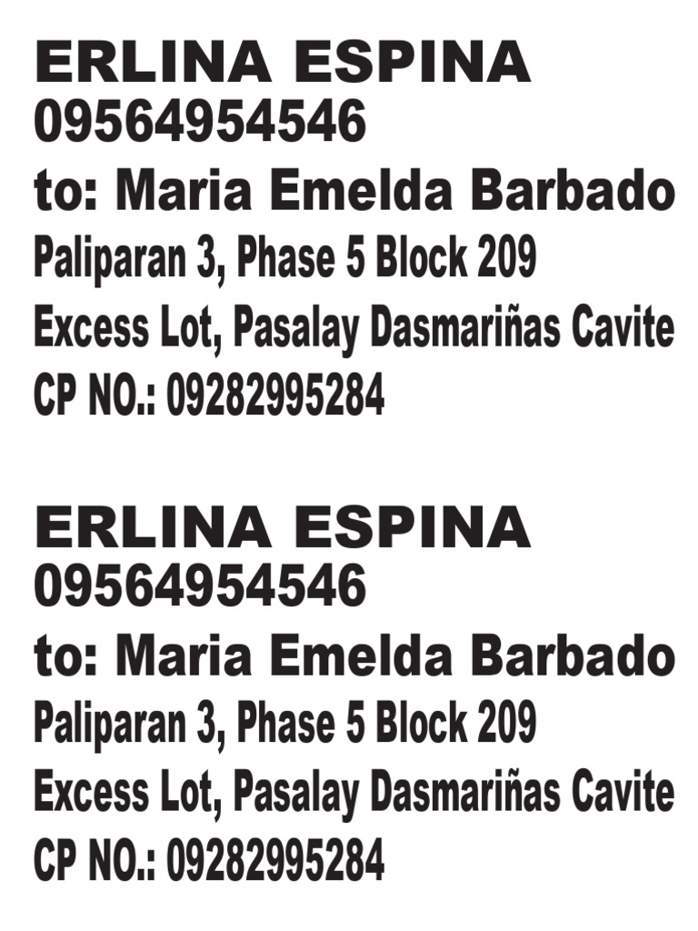 Cavite Address | PDF