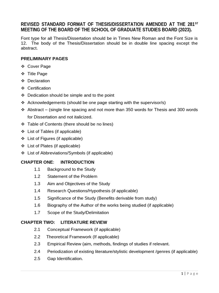 Thesis/Dissertation Format Guidelines | PDF | Thesis | Master's Degree