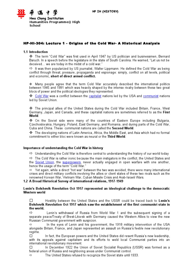 Origins of the Cold War: Key Events | PDF | Cold War | Soviet Union