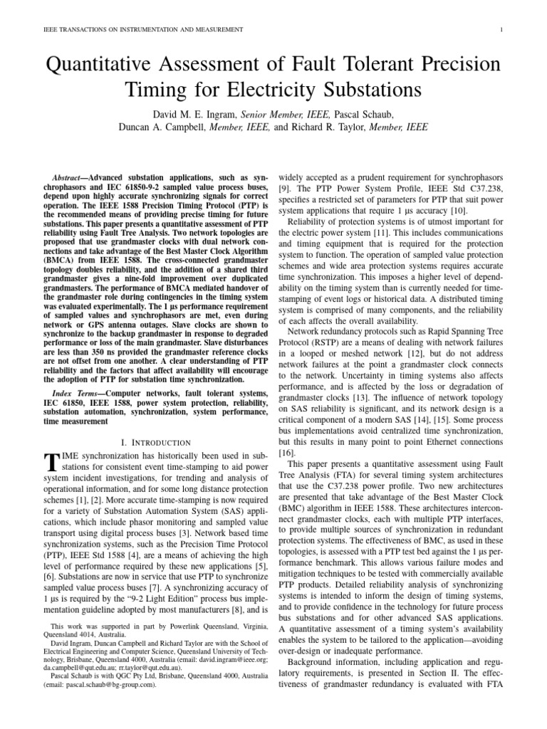 Quantitative Assessment of Fault Tolerant Precision Timing For ...