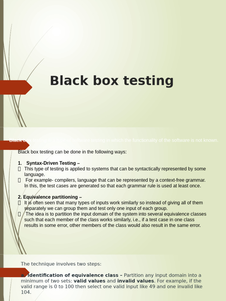 Black Box Testing Techniques Explained | PDF | Software Testing | Integral