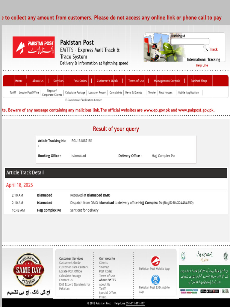 Pakistan Post Tracking and Services | PDF | Freight Transport | Public ...