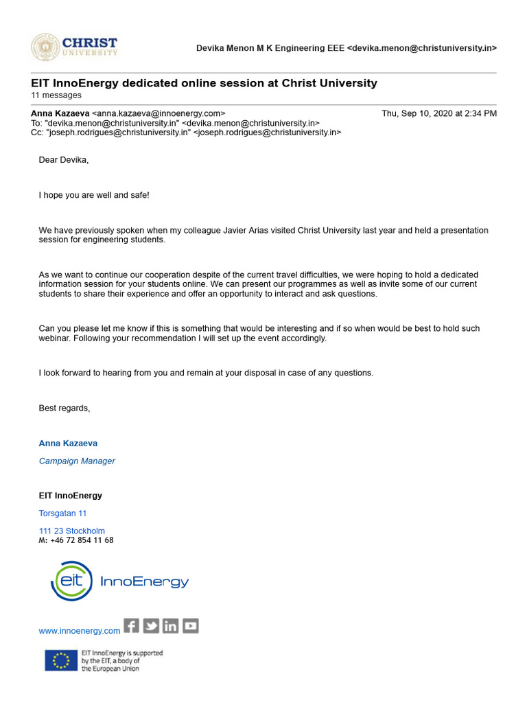2019 Inno Energy Talk - EIT InnoEnergy Dedicated Online Session at ...