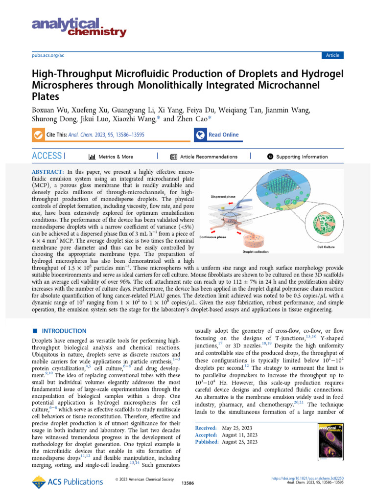 High-Throughput Microfluidic Droplet Production | PDF | Microfluidics ...