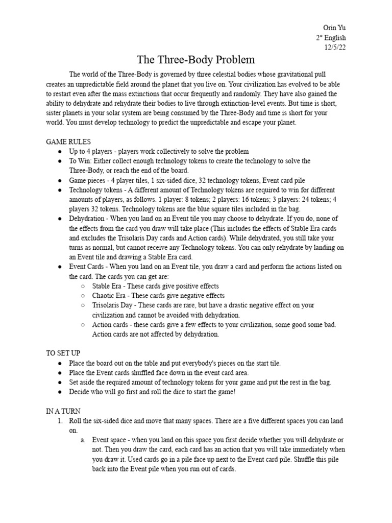 Three-Body Problem Game Rules | PDF | Astronomy