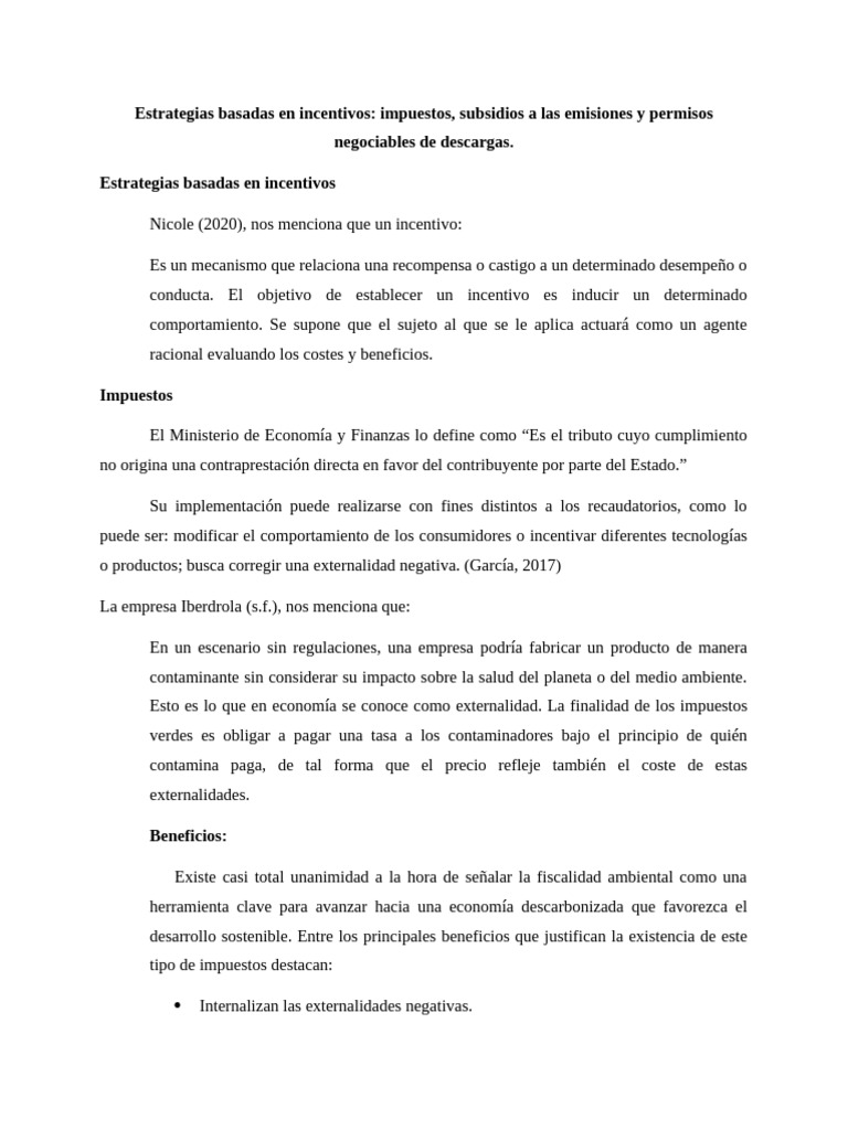 Estrategias Basadas en Incentivos | PDF | Subvención | Exterioridad