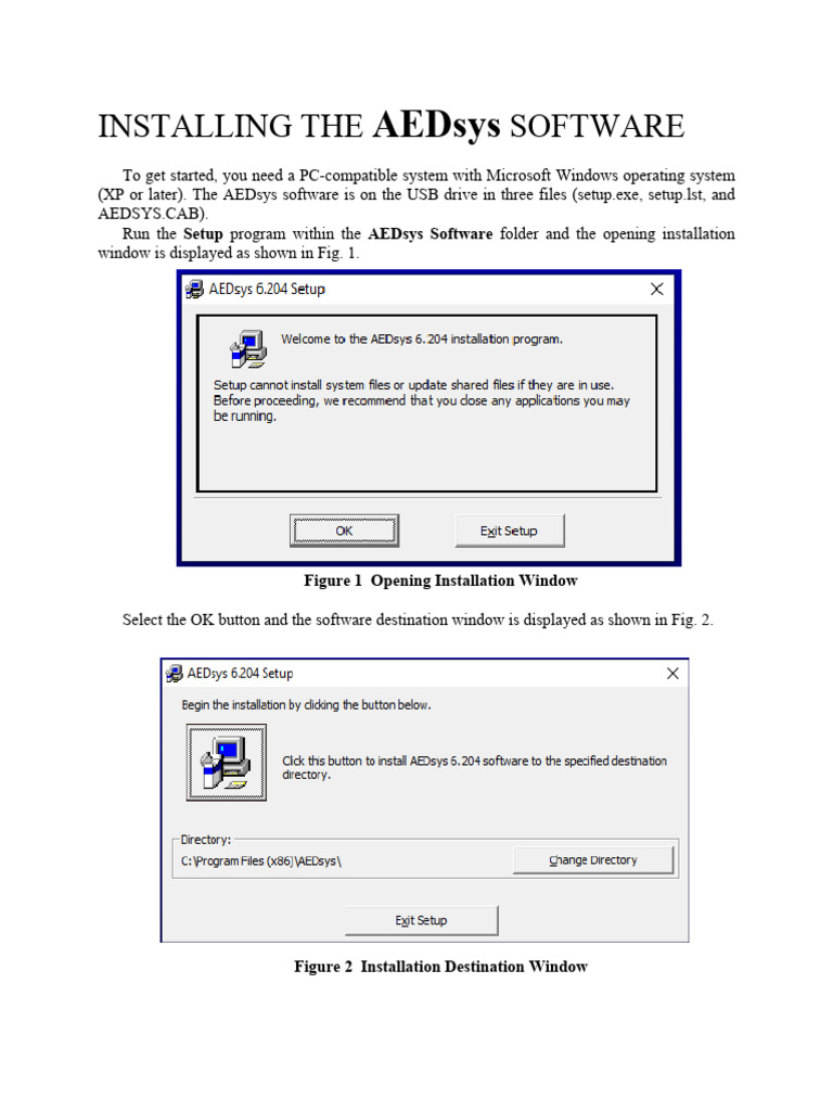 Installing AEDsys Software Guide | PDF
