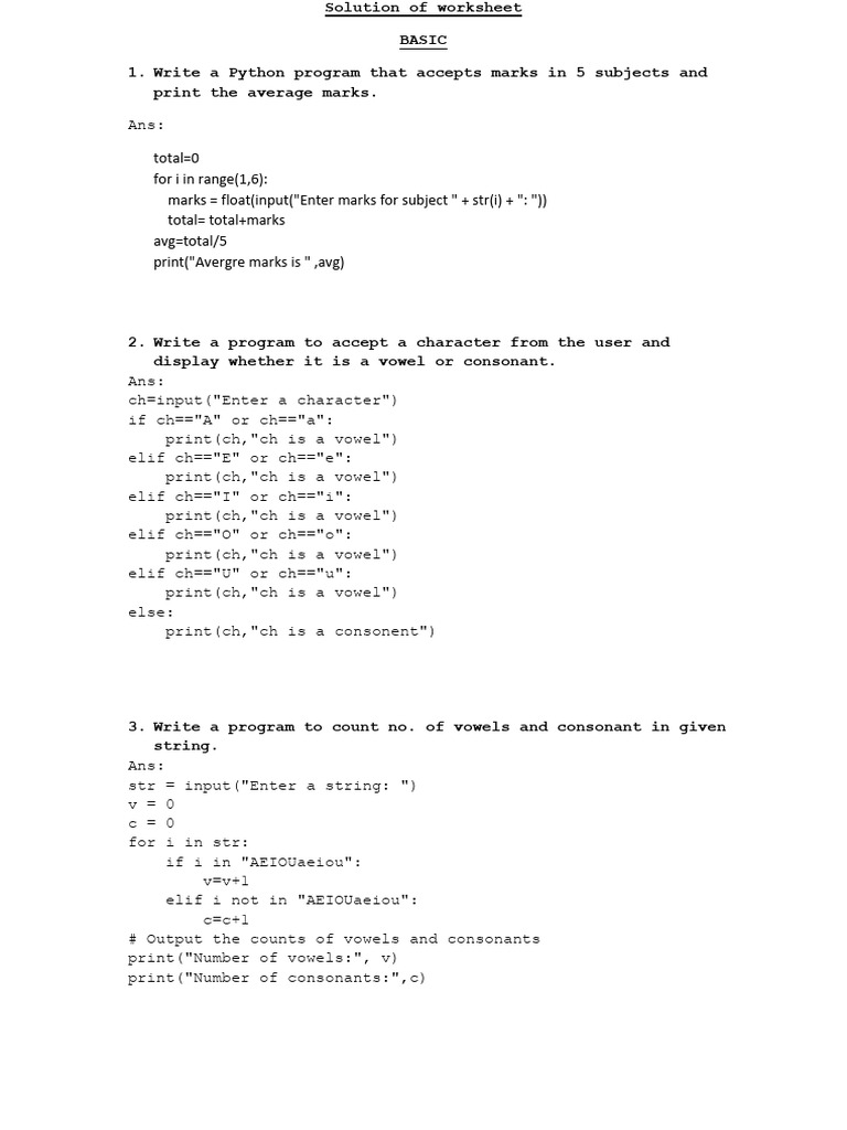 Solution of Worksheet Basic String | PDF | Letter Case | Linguistics