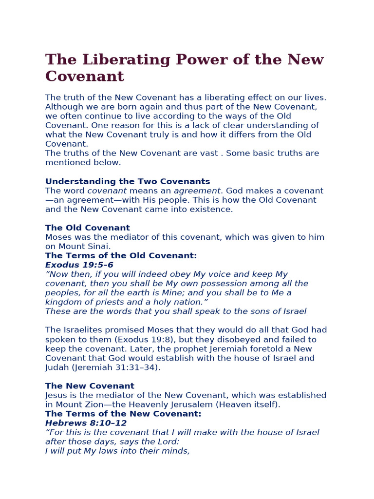 The Liberating Power of The New Covenant 1 | PDF | Covenant (Biblical ...