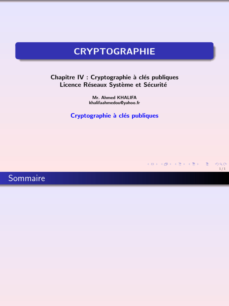 Cryptographie à Clés Publiques: Concepts et Algorithmes | PDF | Public ...