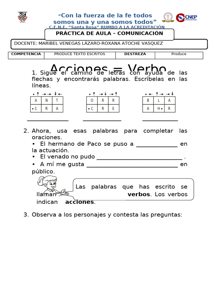 Ejercicios de verbos para primer grado | PDF | Verbo