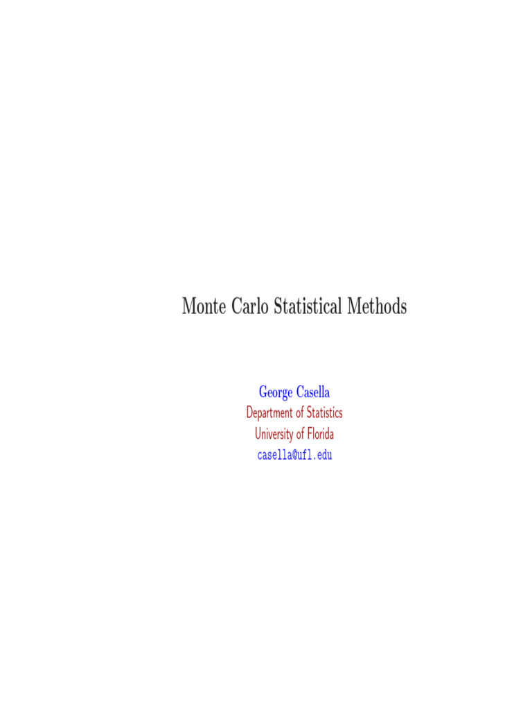 Monte Carlo Statistical Methods Overview | PDF | Monte Carlo Method ...