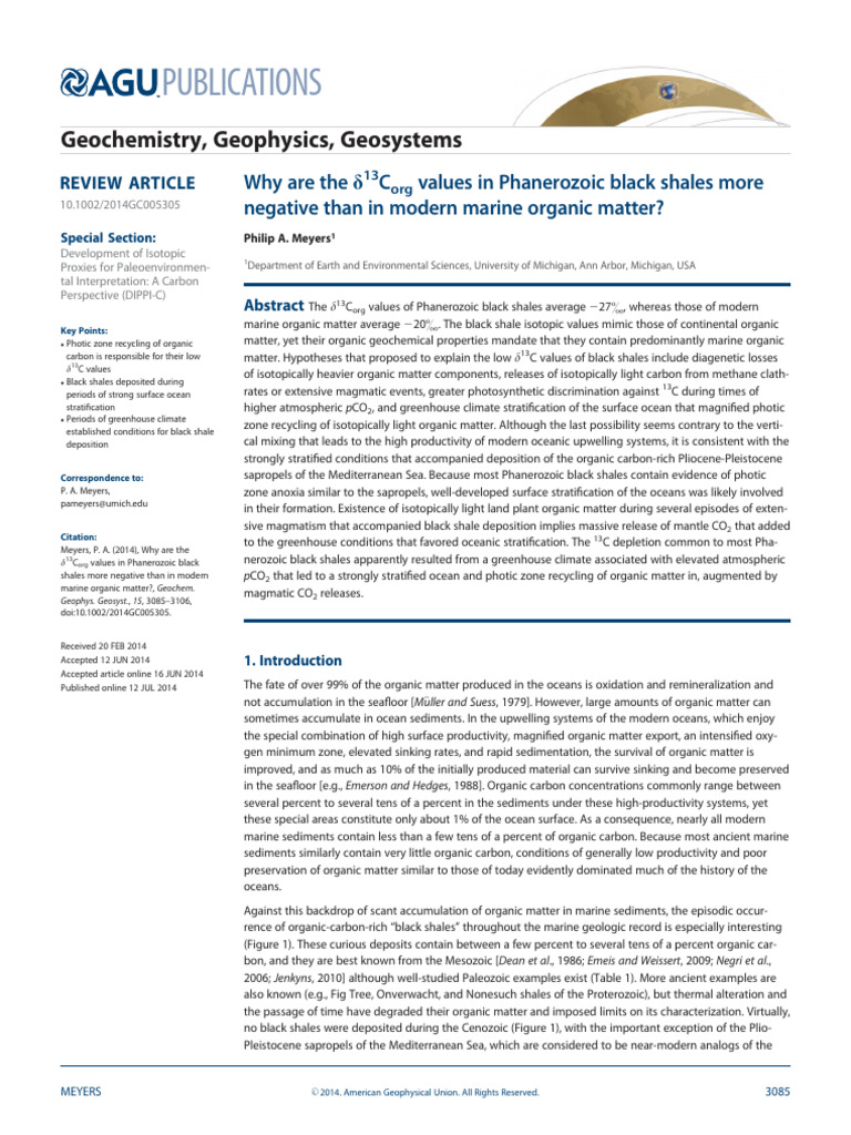 Geochem Geophys Geosyst - 2014 - Meyers | PDF | Shale | Oceans