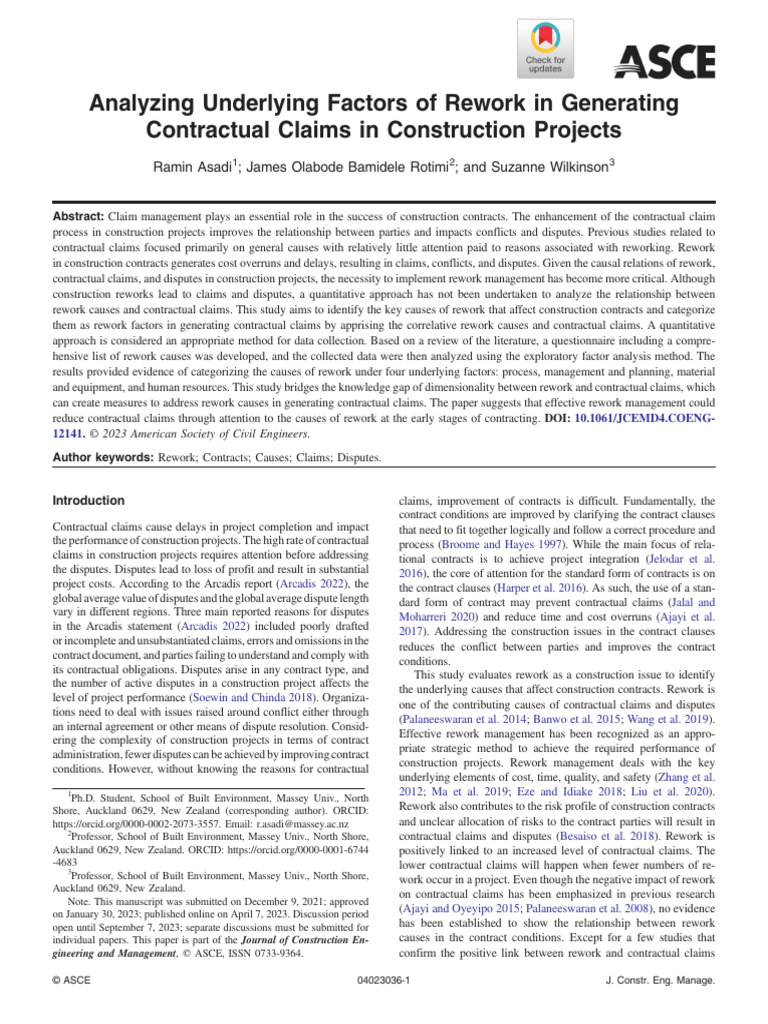 Rework Causes in Construction Claims | PDF