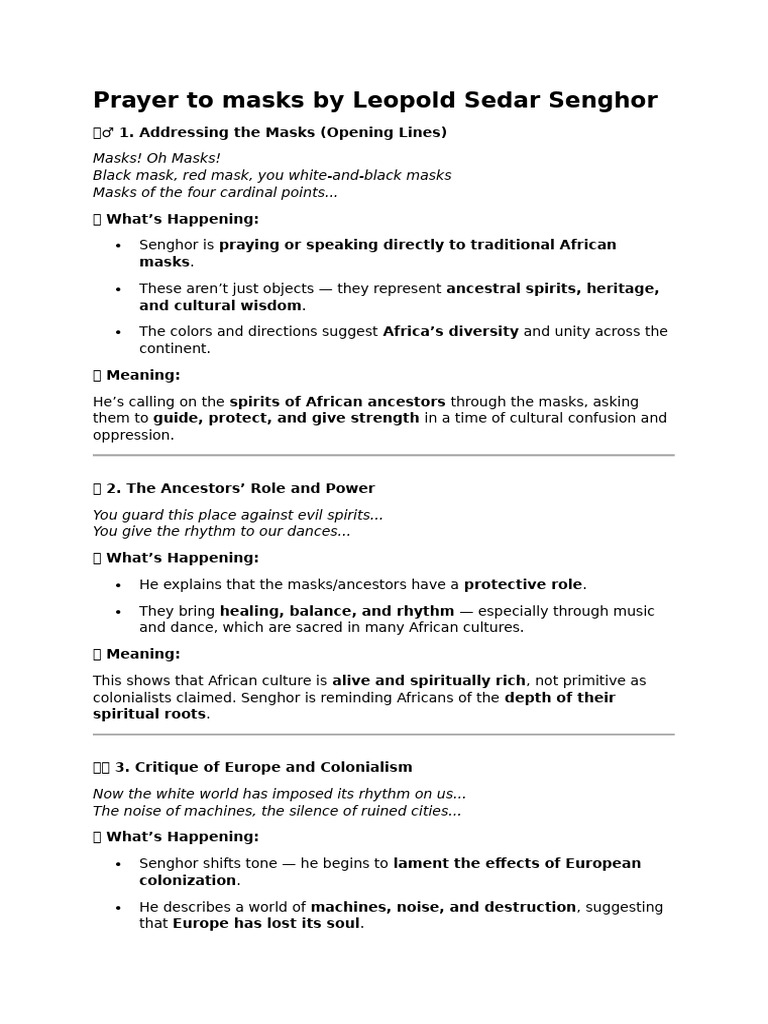 Analysis of Senghor's 