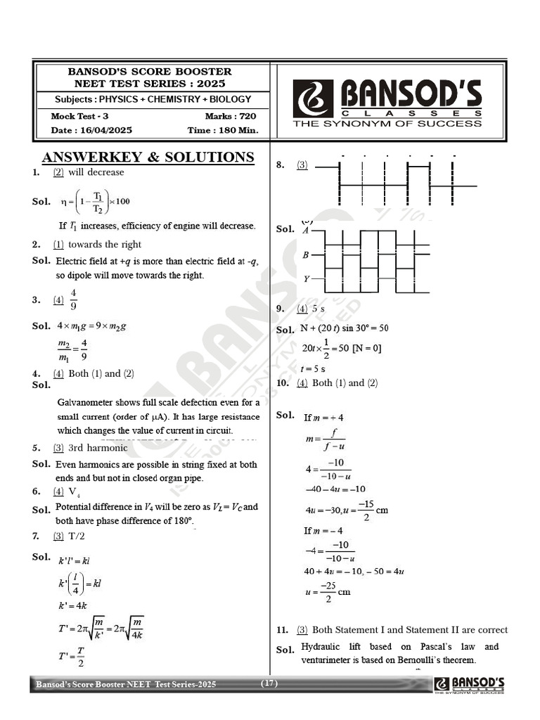 NEET 2025 Mock Test Solutions | PDF | Biology