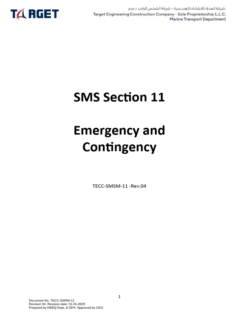 TECC-SMSM-11 - Emergency and Contingency | PDF | Safety