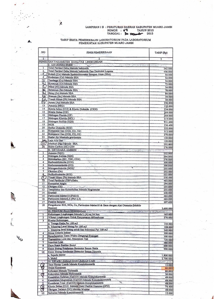Lampiran Tarif | PDF