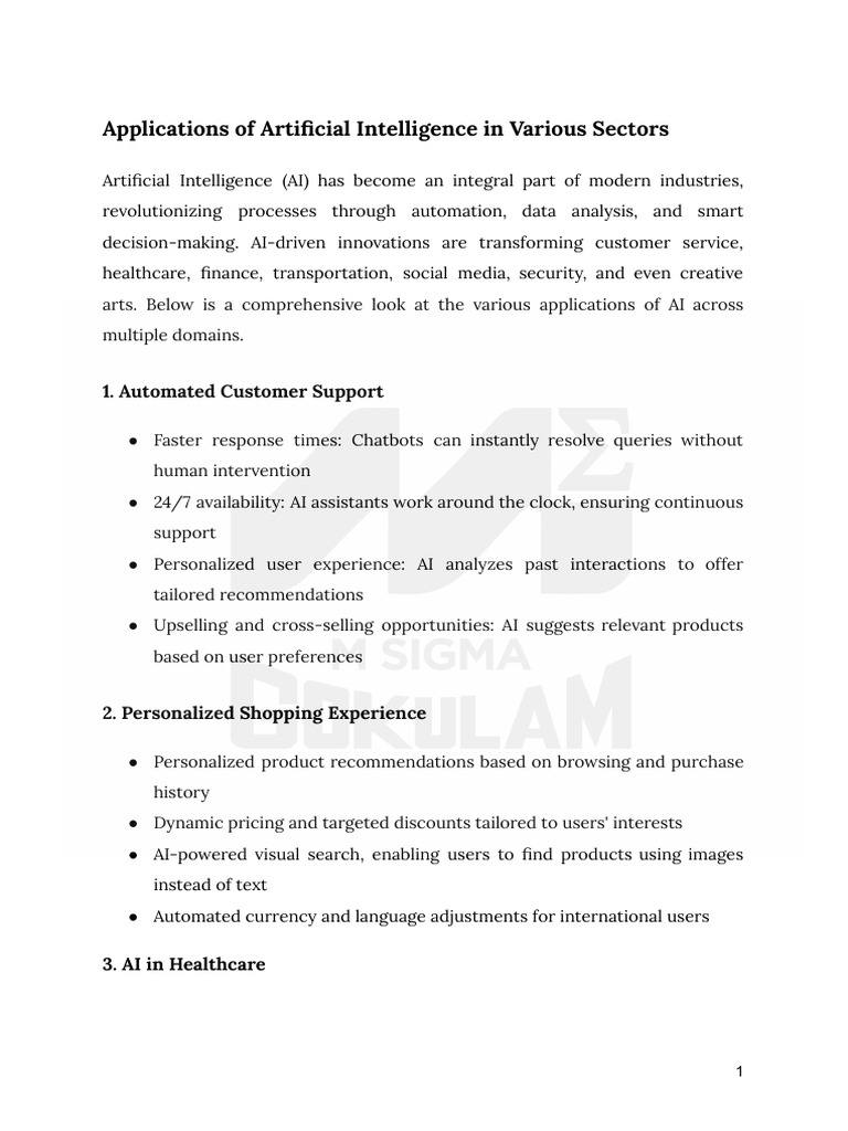 AI Applications Across Multiple Industries | PDF | Wearable Technology ...