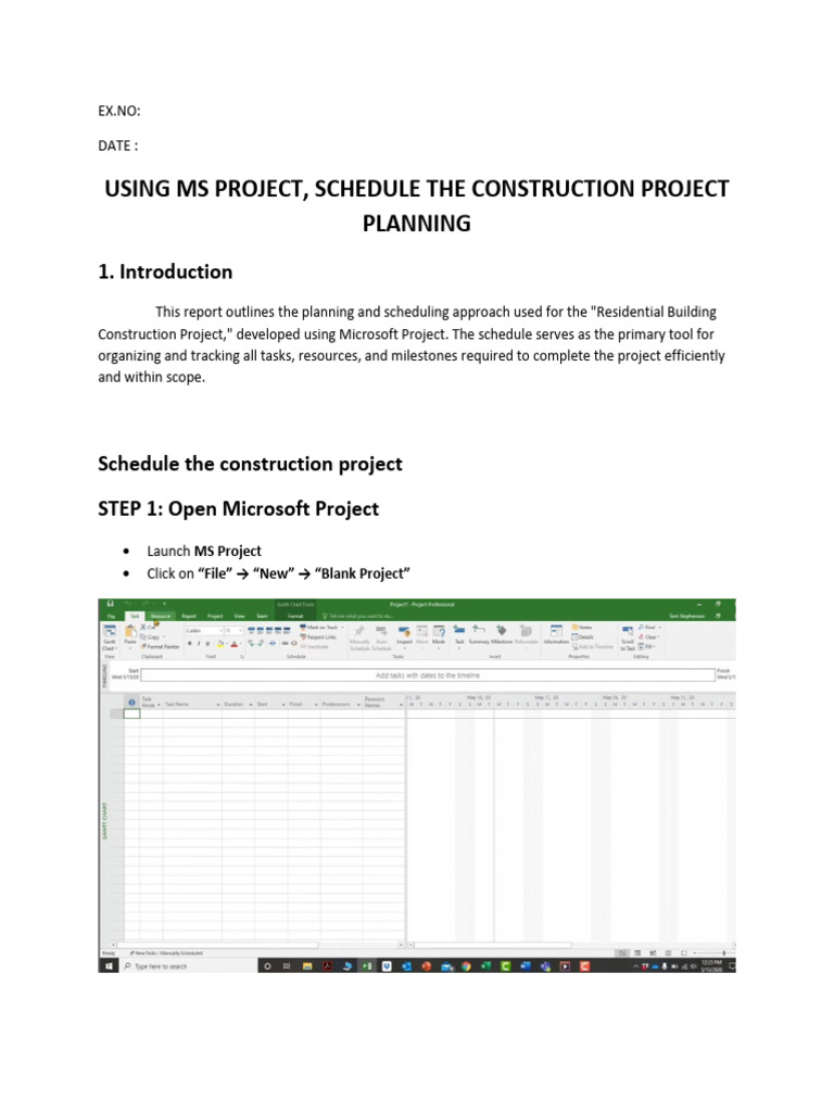 Scheduling Construction with MS Project | PDF