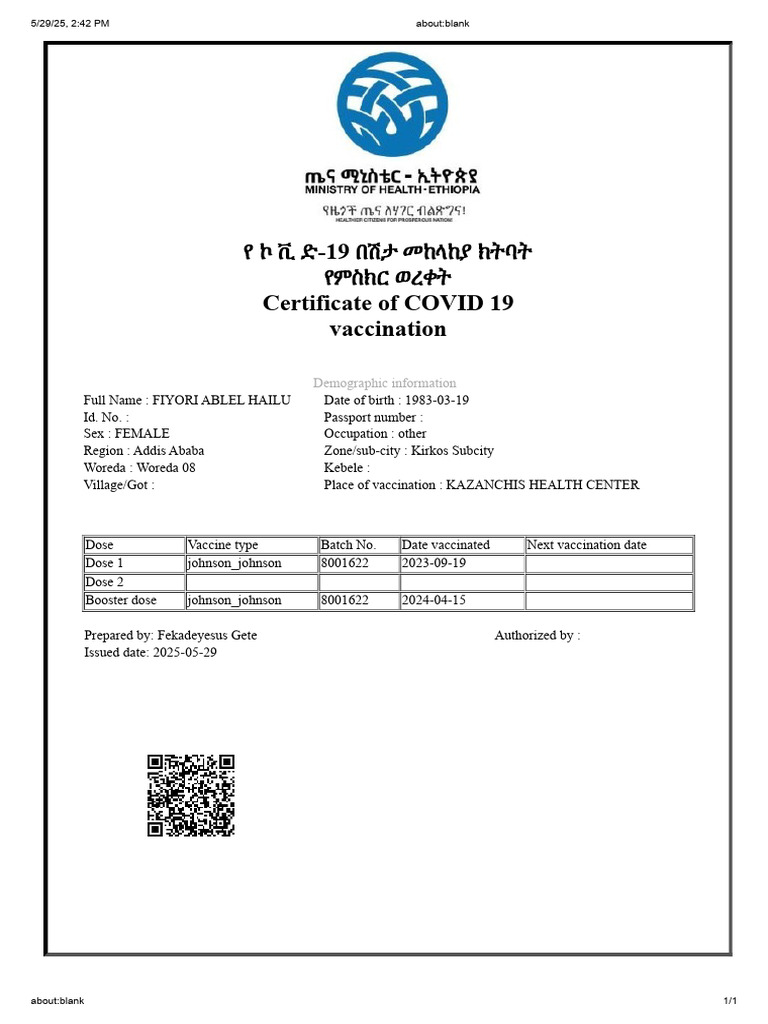 COVID-19 Vaccination Certificate Details | PDF