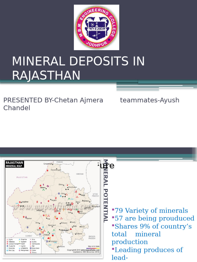 Mineral Deposits in Rajasthan | PDF | Ore | Minerals