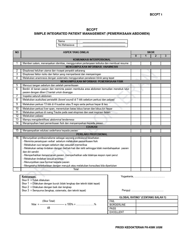 Penilaian BCCPT Pemeriksaan Abdomen | PDF
