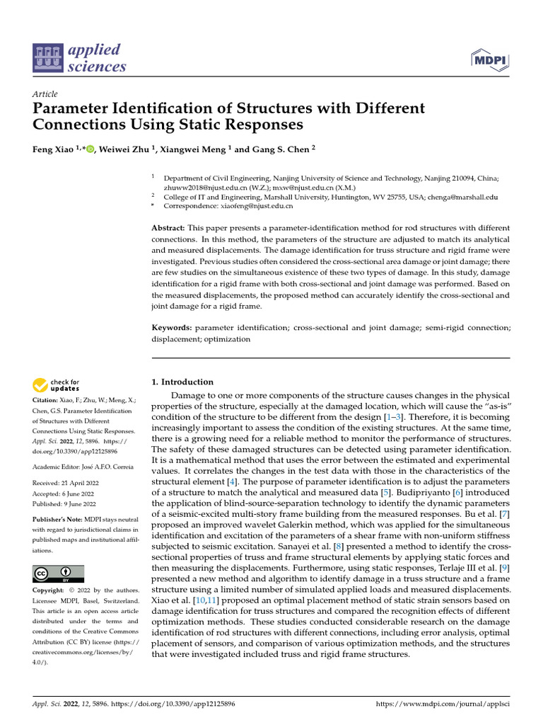 Parameter Identification in Structural Damage | PDF | Truss ...