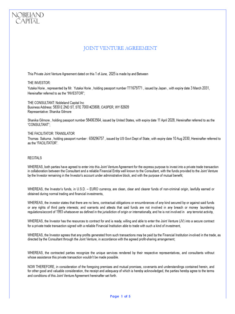 Joint Venture Agreement Overview | PDF | Arbitration | Indemnity