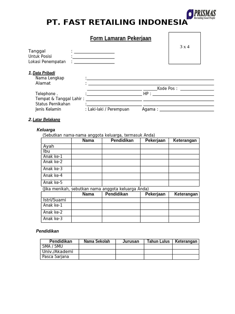 Employee Application Form Ind (Vendor) | PDF