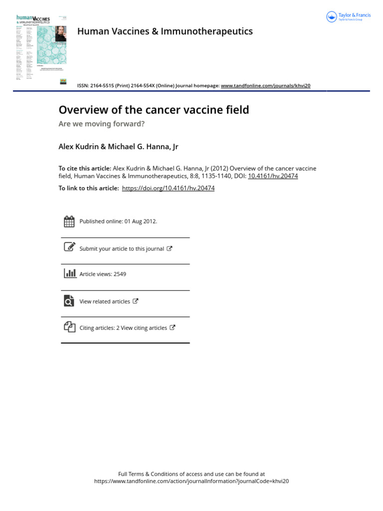 Cancer Vaccine Development Overview | PDF | Cancer | Chemotherapy