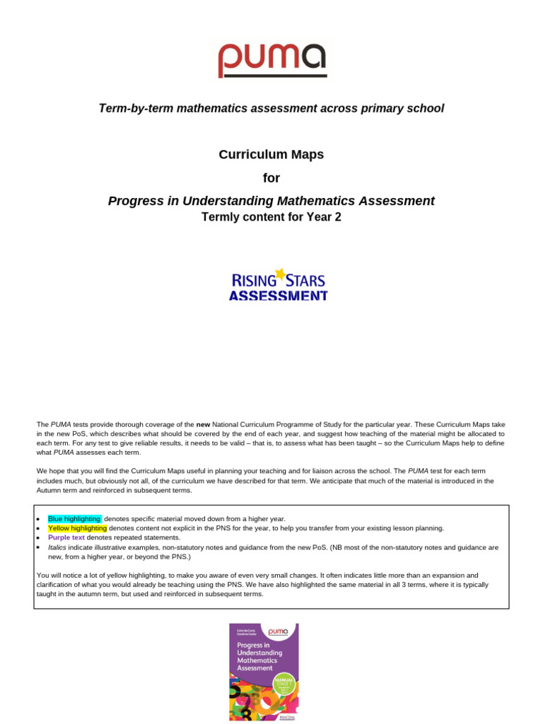 Year 2 PUMA Maths Assessment Guide | PDF | Multiplication | Litre