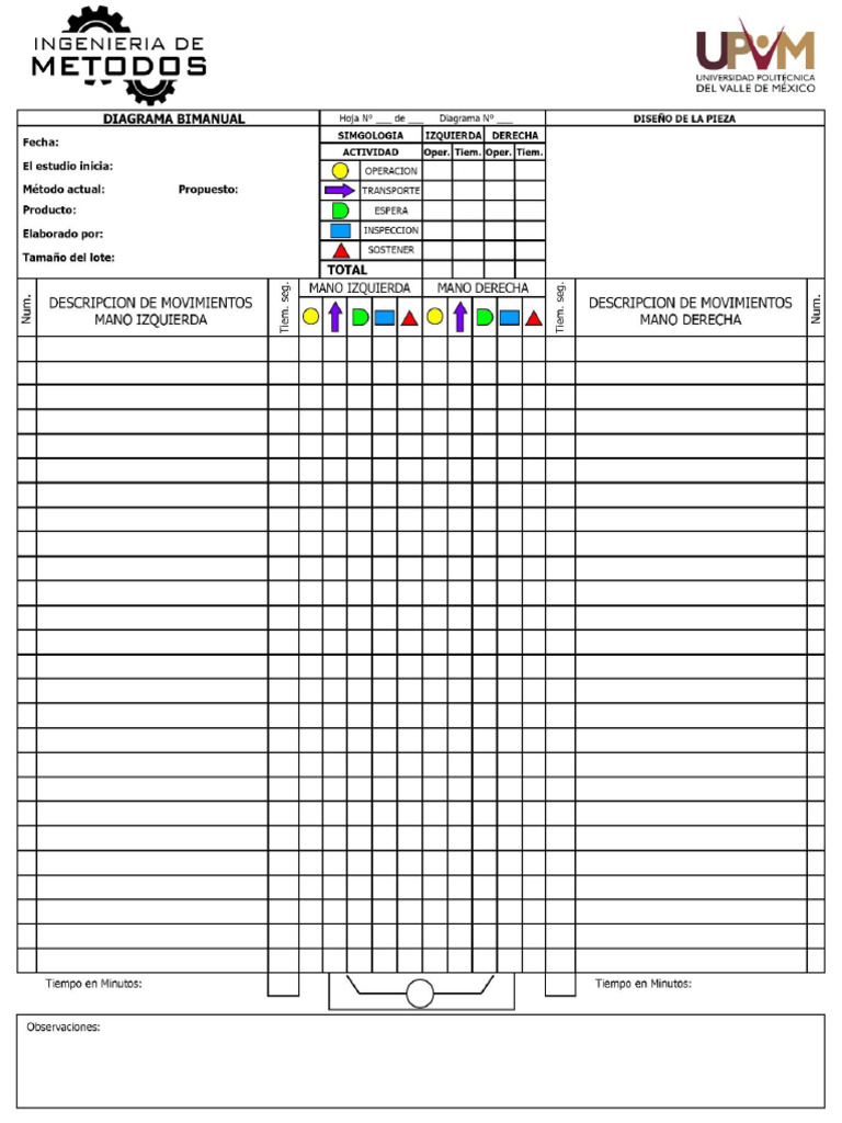 Hoja Diagrama Bimanual - Ingeniería de Métodos | PDF