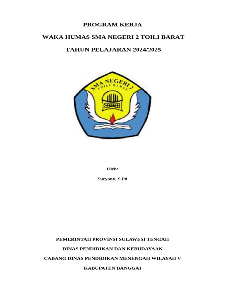Program Kerja Humas SMA N 2 Toili Barat | PDF