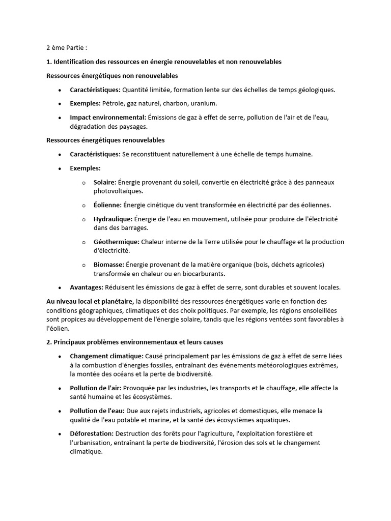 Énergie renouvelable et enjeux environnementaux | PDF | Économie ...